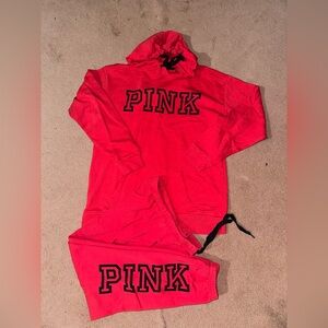 Victoria's Secret Pink Track Pants & Hoodie Set - Red